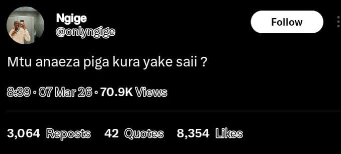 Ngige follow mtu anaeza piga kura yake saii ? 07 mar26 70.9k views 3,064 reposfs