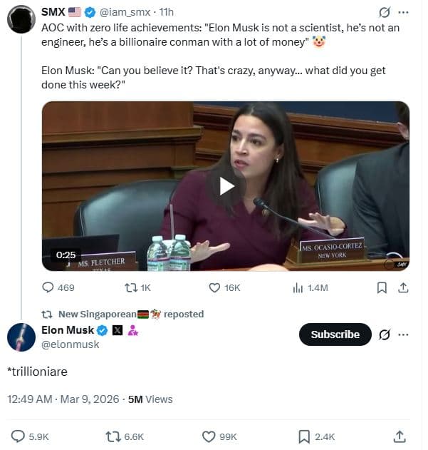 Smx iam_smx i1h aoc with zero life achievements elon musk is not a scientist, he