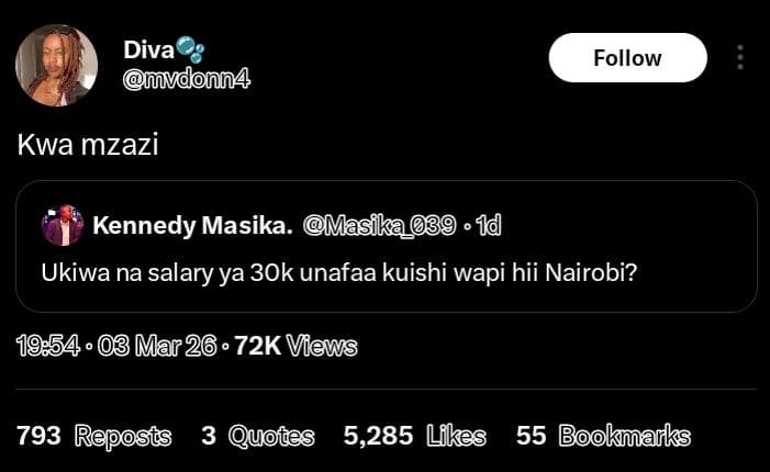 Diva mvdonn4 follow kwa mzazi kennedy masika. masika 1 ukiwa na salary ya 3ok un