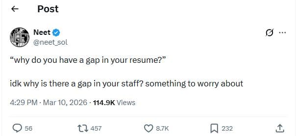 Post neet neet_sol 'why do you have a gap in your resume? idk why is there a gap