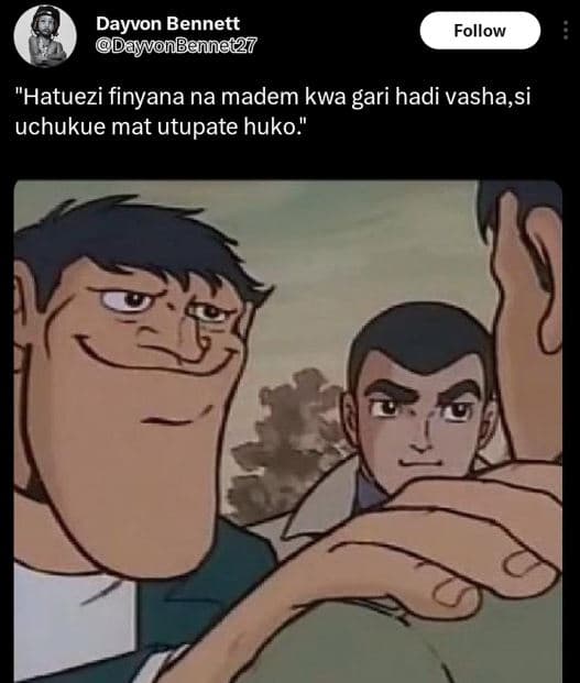 Dayvon bennett dayonbennet27 follow hatuezi finyana na madem kwa gari hadi vasha