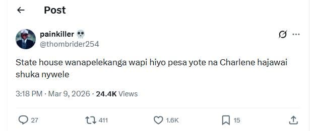 Post painkiller thombrider254 state house wanapelekanga wapi hiyo pesa yote na c