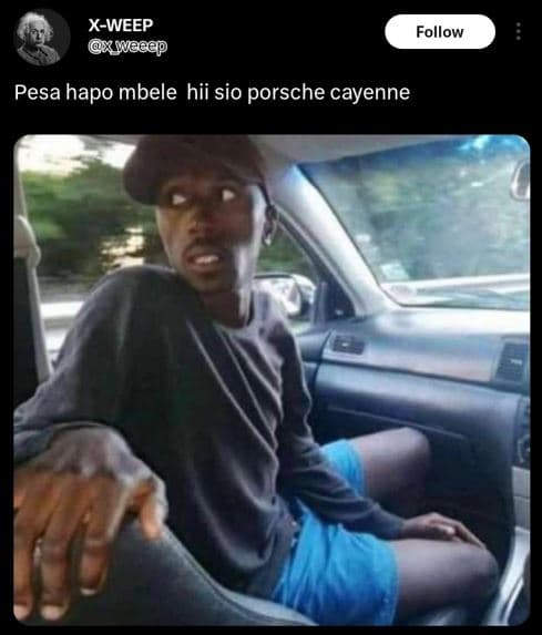 Xweep xweeep follow pesa hapo mbele hii sio porsche cayenne