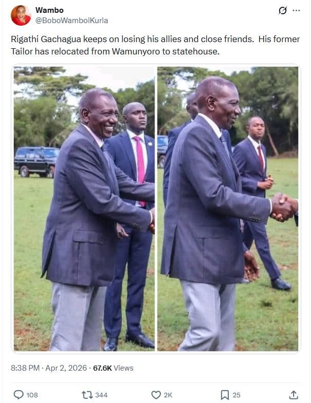 Wambo bobowamboikuria rigathi gachagua keeps on losing his allies and close frie