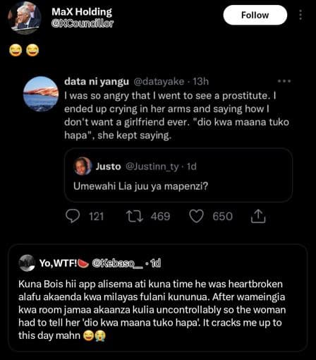 Max holding xcoudllor follow data ni yangu datayake . 13h was s0 angry that went