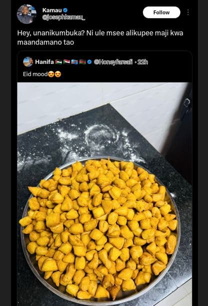 Kamau josaaikamnl follow hey. unanikumbuka? ni ule msee alikupee maji kwa maanda