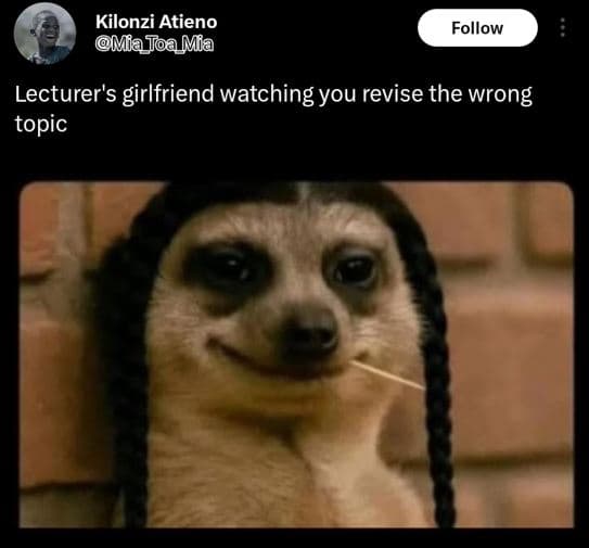 Kilonzi atieno majoamia follow lecturer's girlfriend watching you revise the wro