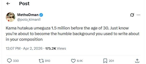 Post methodman polo_kimanii kama hutakua umeguza 1.5 million before the age of 3