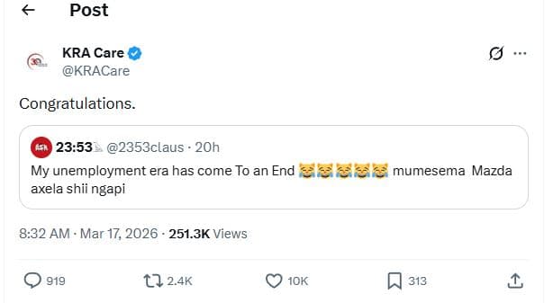 Post kra care kracare congratulations . 23.53 2353claus . 20h my unemployment er