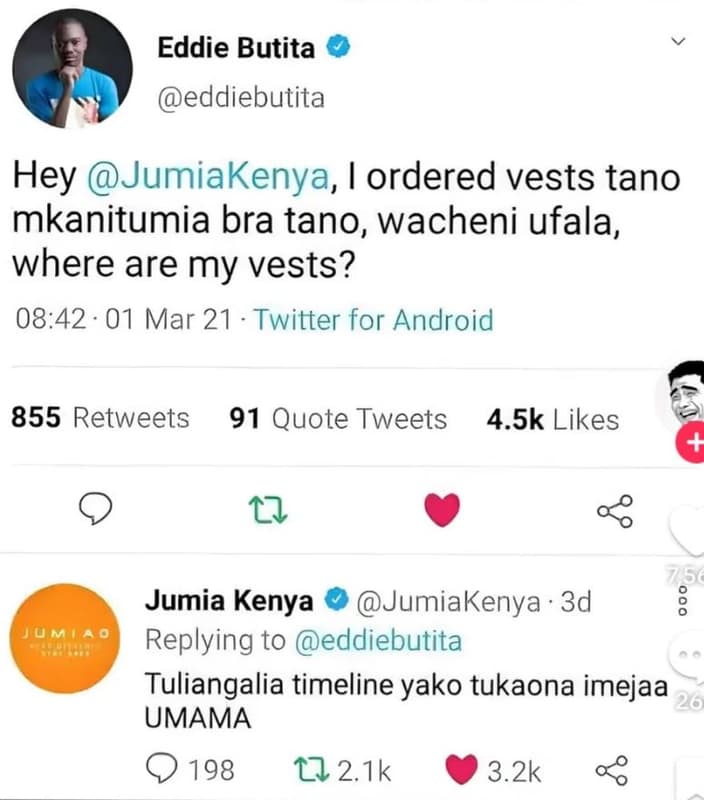 Eddie butita eddiebutita hey jumiakenya, lordered vests tano mkanitumia bra tano