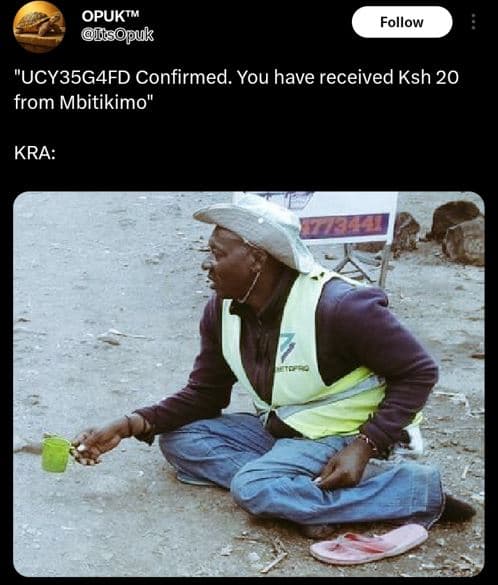 Opuk uispuk follow ucy3sgafd confirmed. you have received ksh 20 from mbitikimo