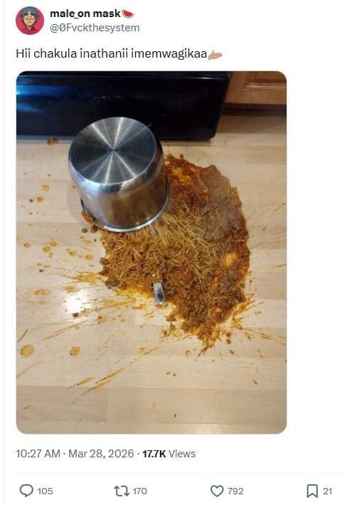 Male_on mask ofvckthesystem hii chakula inathanii imemwagikaa 10.27 am mar 28, 1