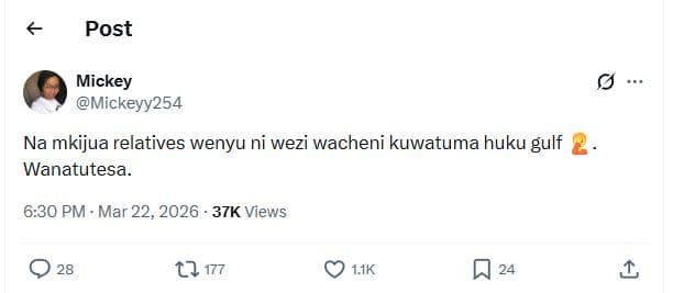 Post mickey mickeyy254 na mkijua relatives wenyu ni wezi wacheni kuwatuma huku g