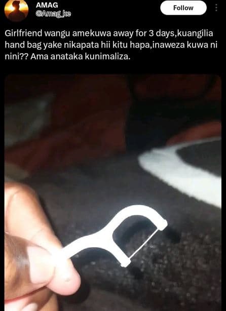 Amag amng k9 follow girlfriend wangu amekuwa away for 3 days,kuangilia hand bag