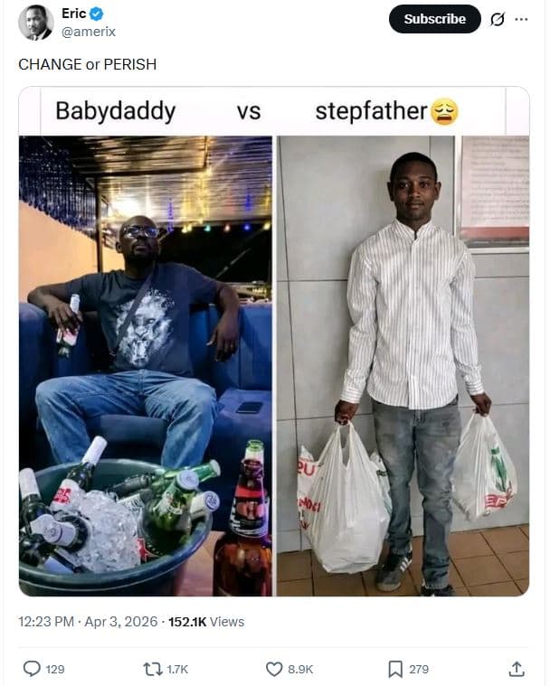 Eric amerix subscribe change or perish babydaddy vs stepfather 12.23 pm apr 3, 1