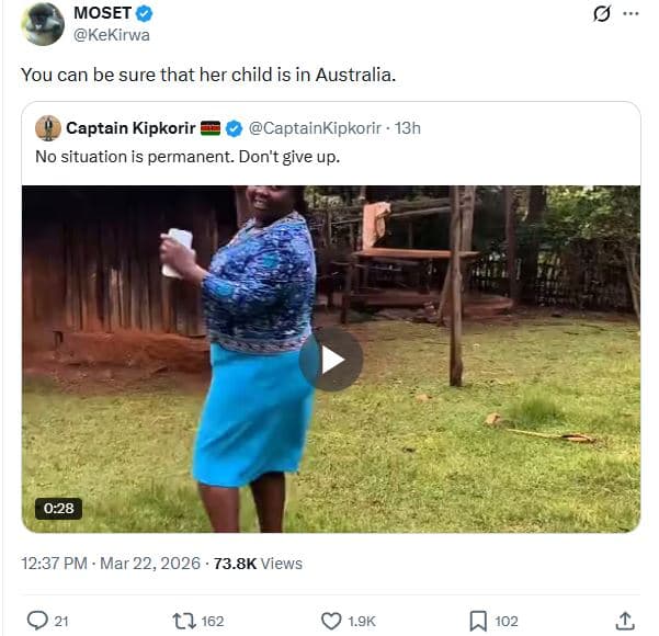 Moset kekirwa you can be sure that her child is in australia captain kipkorir ca
