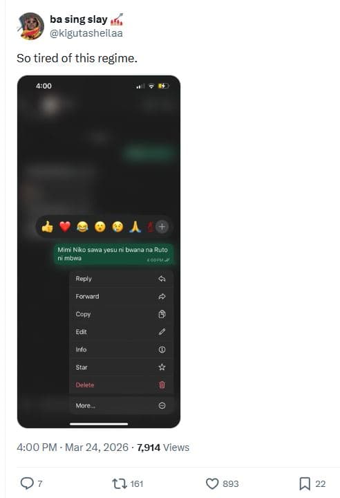 Ba sing slay kigutasheilaa so tired of this regime_ 400 mlml nlko sawa yesu bman