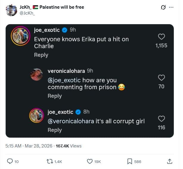 Jckh palestine will be free jckh_ joe_exotic 9h everyone knows erika put a hit o