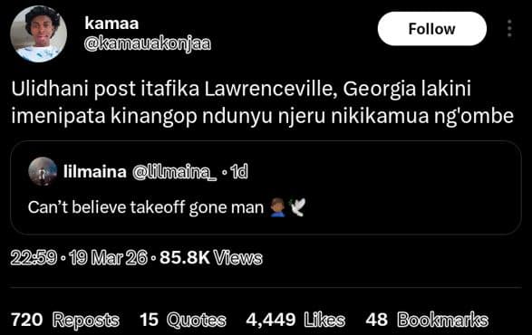 Kamaa kamauakonjaa follow ulidhani post itafika lawrenceville georgia lakini ime