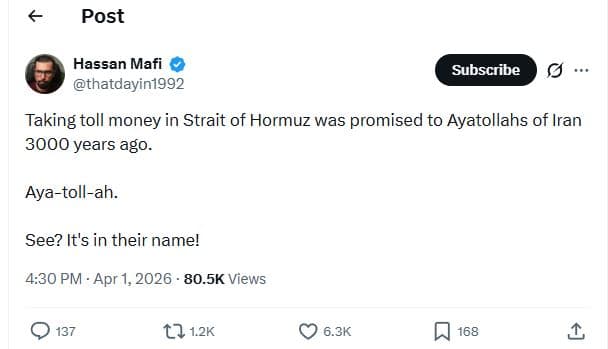 Post hassan mafi thatdayin1992 subscribe taking toll money in strait of hormuz w