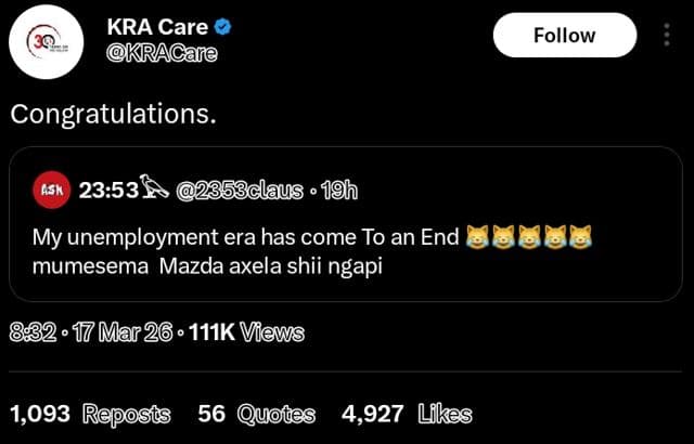 Kra care kracale follow congratulations . 23.535 2353claus 1h my unemployment er