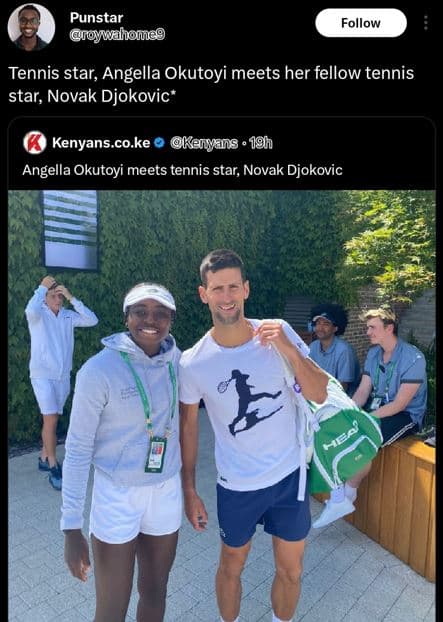Punstar roywahoma9 follow tennis star angella okutoyi meets her fellow tennis st