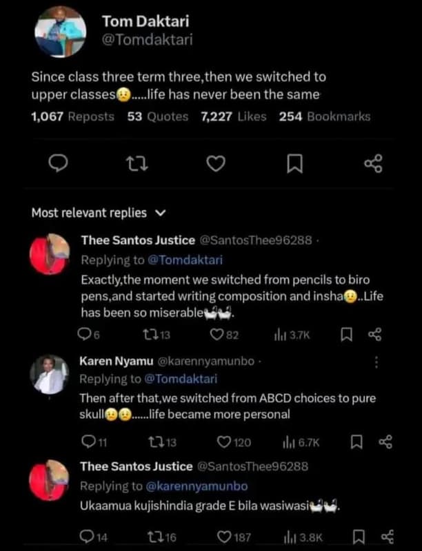 Tom daktari tomdaktari since class three term three then we switched to upper cl