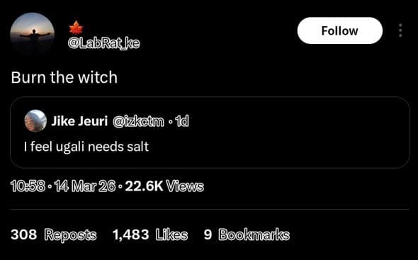 Follow labrat ke burn the witch jike jeuri izkcdm 1d feel ugali needs salt 14 ma