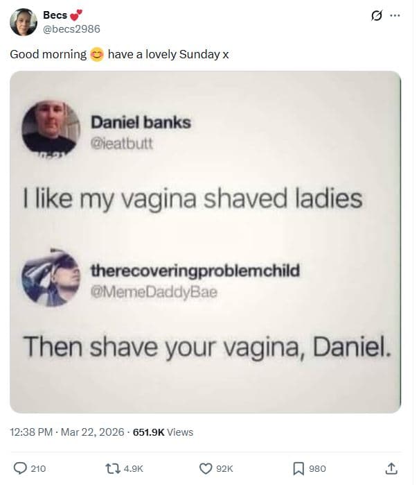 Becs becs2986 good morning have a lovely sunday x daniel banks iealbult like my