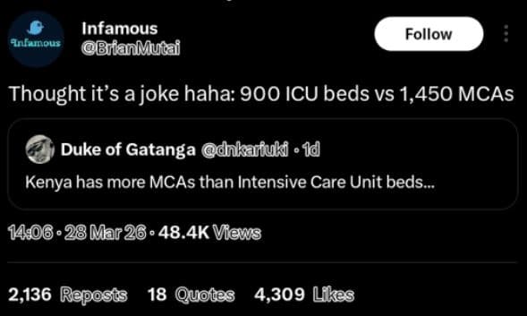 Infamous inandur bfanmutai follow thought it's ajoke haha 900 icu beds vs 1,450
