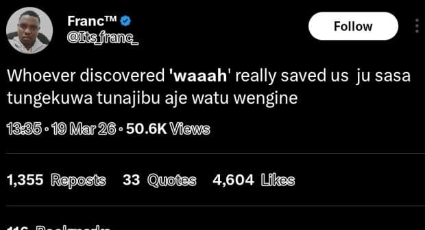 Franctm its rfrnc _ follow whoever discovered 'waaah' really saved us ju sasa tu