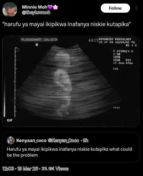 Minnie moh heyluvoh follow harufu ya mayai ikipikwa inafanya niskie kutapika aoc